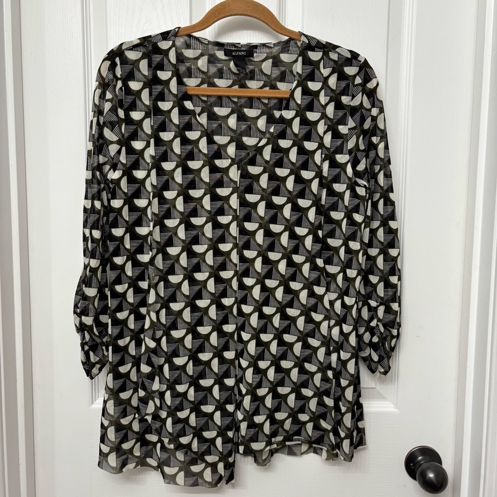 Black Geometric Asym Tunic | Alfani L